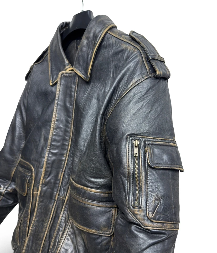 Chaqueta de bombardero vintage de cuero napa Alpha Industries talla 56 Foto 3 de 4