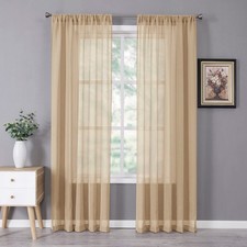 Tollpiz Sheer Curtain Linen Textured Living Room Curtains Sheer Light Filteri...