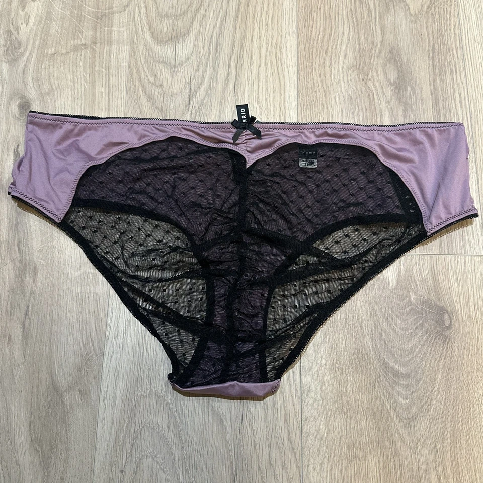 NWT TORRID Hipster Pantie Sz 4X Purple Black Lace Cut Out Back Gothic Sexy - Image 3 of 3