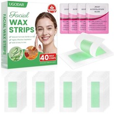 40PCS Facial Wax Strips for Women, Hypoallergenic Natural Face Wax Strips