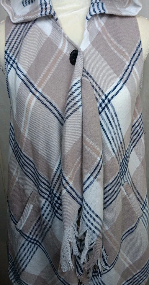 Понч с капюшоном перемотка в клетку размер X S - Изображение 2 из 4
