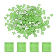 300Pcs Glass Mosaic Tiles, Square Crystal Mosaic(0.4 x 0.4 Inch, Emerald Green)