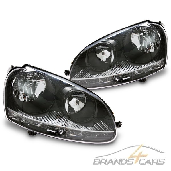 2X TYC Hauptscheinwerfer Scheinwerfer Schwarz H7/H7 Rechts+Links FÜR VW Golf V-image