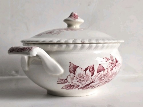 Vtg Johnson Brothers Appleblossom Sugar Bowl with Lid Windsor ware Pink England - Picture 4 of 10