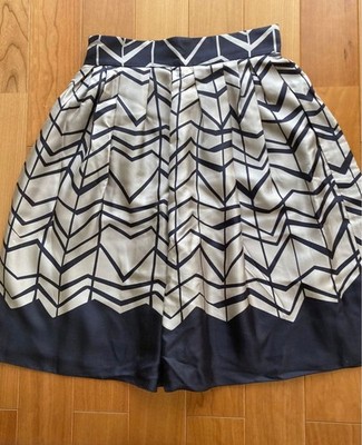 Paule KA Silk Flare Skirt Beige Print Size 38