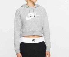 Nike Gray Heathered Fleece Cropped Hoodie Women's Size M