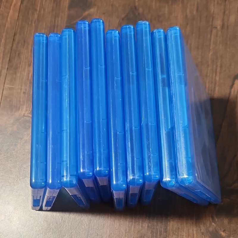 Lot of 10 Blue Plastic Blu-Ray Disc Cases with Lid Standard Jewel Case