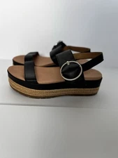 Ugg Women's Navee Espadrille platform Wedge Sandal Size US 10 black