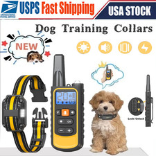 3300FT Dog Training Collar Rechargeable Shock Pet Waterproof Trainer W/LED Light