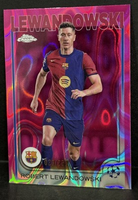 2024-25 Topps Chrome UCC Barcelona Robert Lewandowski Pink Lava