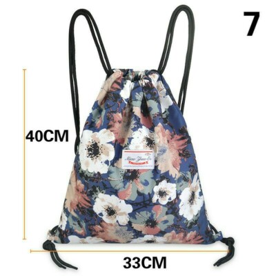 Damen Blumen Kordelzug Rucksack Aufbewahrungstasche Blatt Große Kapazität Yoga Schwimmen