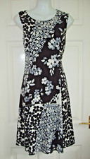 DKNY LOVELY black & white MIX sleeveless stretch dress lined 39 L US 12 UK 14 16