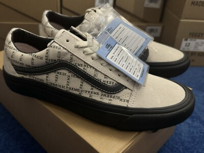 Brand New Vans Old Skool Supreme Grid White Black Grey Gum Size SAMPLE  Tag