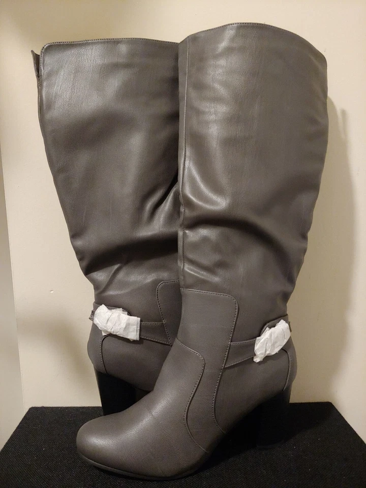 BOTAS TALLADORAS DE MEDIA PANTORRILLA PARA MUJER JOURNEE COLLECTION, Grises, US TALLA 9, NUEVAS Foto 2 de 4