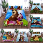 3D Masha and The Bear Cartoon Doona Quilt Cover Kids Bedding Set Pillowcase