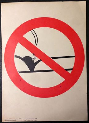 Prohibition sign ''No smoking in bed'' | Dewag | GDR | 1977 | 42 x 30 cm