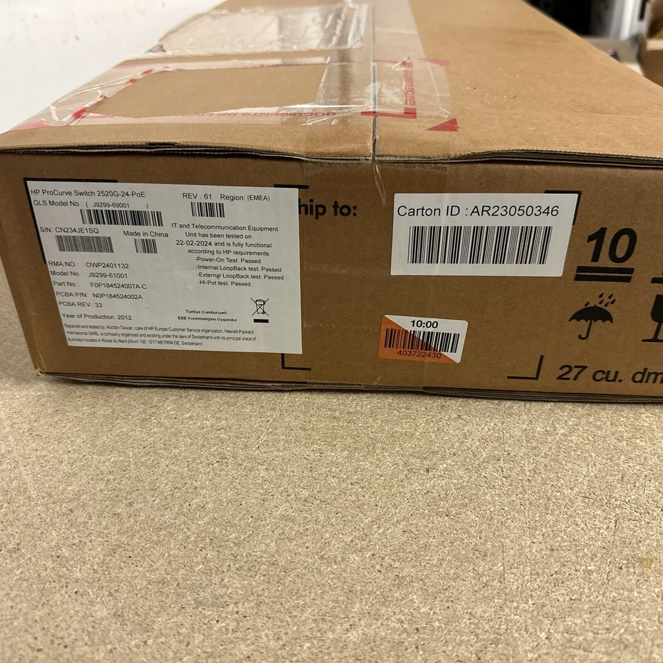 HP PROCURVE 2520-24-POE SWITCH J9299-69001 NEW Sealed - Image 2 of 2