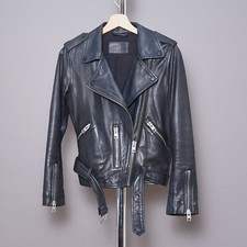 All Saints Balfern Leather Jacket Uk10 Us6 Eu38 Womens Black Biker Celebrity