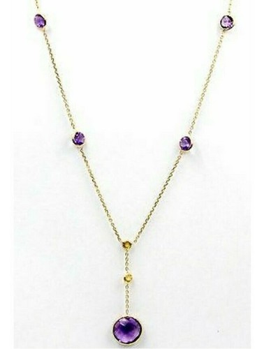 14k Yellow Gold Necklace With Multi Color Stones 18 inches
