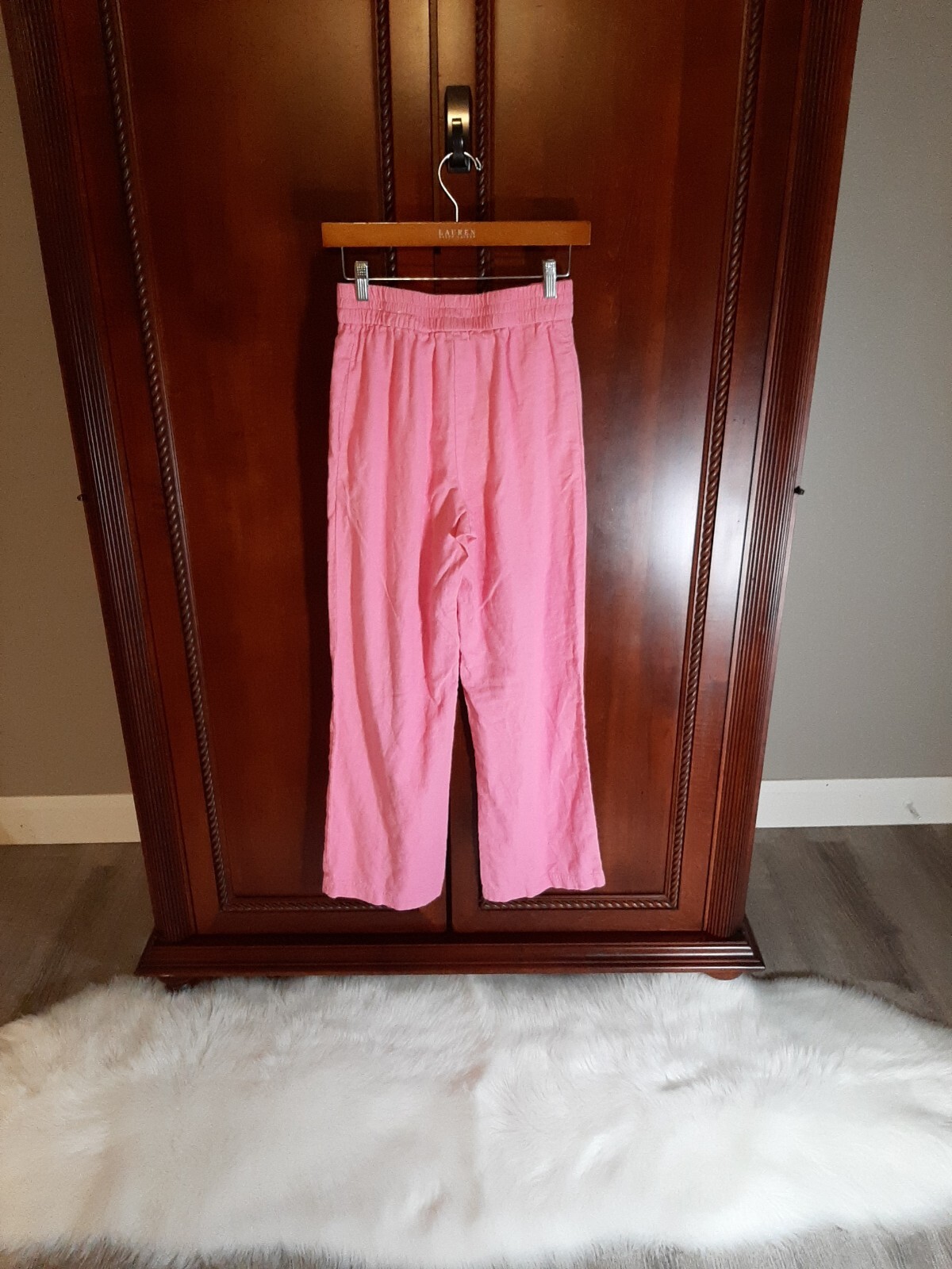 Jules & Leopold Casual Womens Size XS Linen Blend Flare Leg Barbie Pink