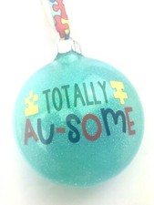 Christmas Ornament Autism Awareness gift glitter puzzle au-some autistic holiday