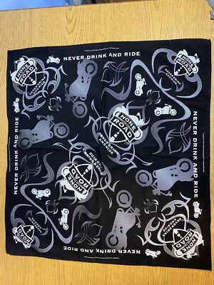  None For The Road  Never Drink And Ride- Motorcycle Black & White Bandana-20X22