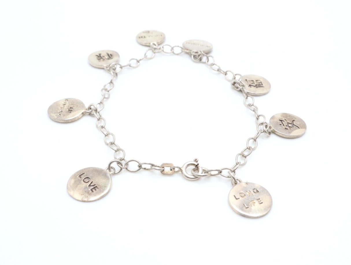 Sterling Silver Chinese Script Dangle Charms Chai… - image 4