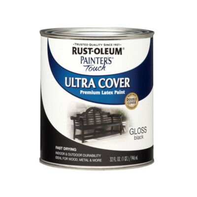 Rust-Oleum Painters Touch Ultra Cover Gloss Black Premium Latex Paint 1 Quart