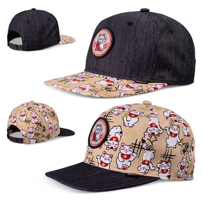 DJINNS Kids Lucky Cat Linen Snapback Cap - Hat Kappe Mütze Baseballcap Caps Hut