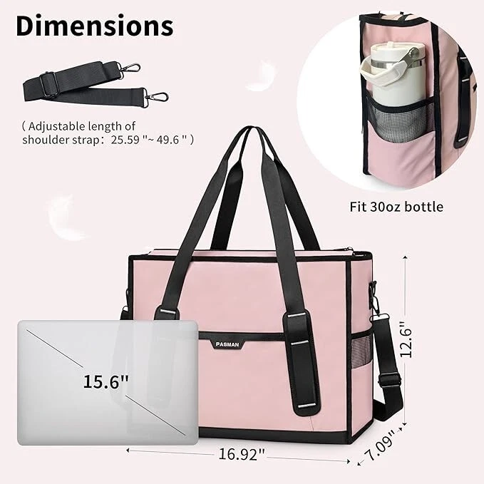 Bolso de Mano Grande Utilitario para Mujer | Bolsa de Trabajo Impermeable con Bolsillos Reforzados Foto 2 de 4