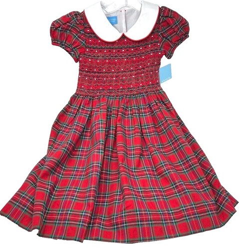 white christmas dresses Anavini Velani Girls Green Gingham Bishop Dress main image 1