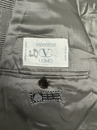 VALENTINO UOMO Made in Italy Prince of Wales Peak Lapel DB Wool Blazer Size 43L - Picture 8 of 10