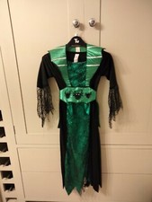 TU Girls Witch Halloween Costume & Tights Age 8-10 