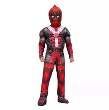 Superhero Cosplay Boys Outfit Gift Kids Marvel Deadpool Muscle Halloween Costume