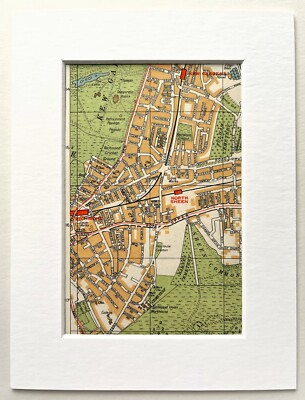 #ad Antique 1930s London Map Mounted RICHMOND KEW GARDENS 56 GBP 9.99