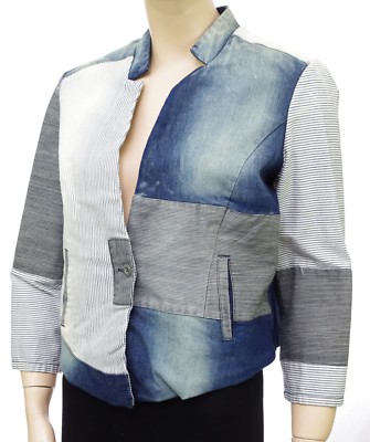 Vintage Jeansjacke CHIPIE Damen Patchwork Jacke VERSION NAVY Gr. L