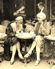 Women Drinking Coffee at a Cafe Paris France 1925 Classic Picture Photo 4x6.