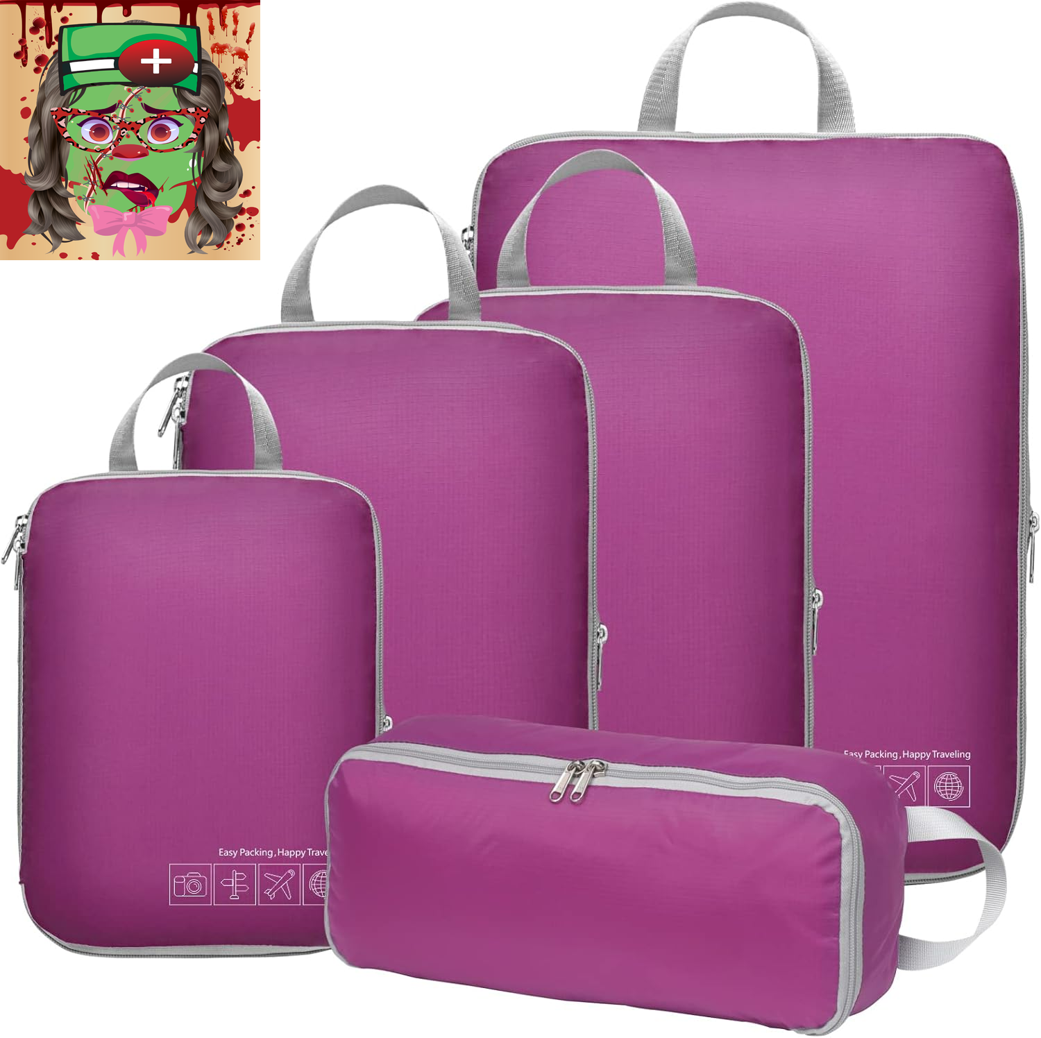 Compression Packing Cubes for Travel Women - Travel Bags Luggage Organizers-image