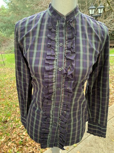 Camicia donna Chaps a quadri con volant e bottoni taglia M - Foto 4 di 6