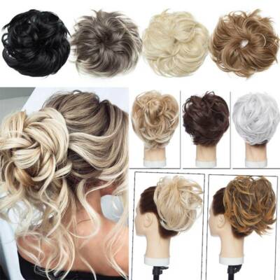 US LARGE Curly As Real Scrunchie Hair Extensions Messy Bun Hairpiece For Human