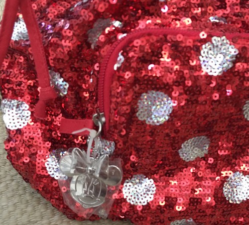 NWT DISNEY PARKS MINNIE MOUSE SEQUIN BACKPACK PURSE RED POLKA DOT - Picture 2 of 7