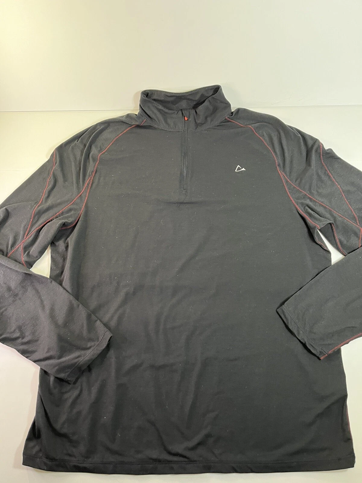 Paradox Dri-Release Merino Blend Mens XL 1/4 Zip Pullover Base Layer Black/Red