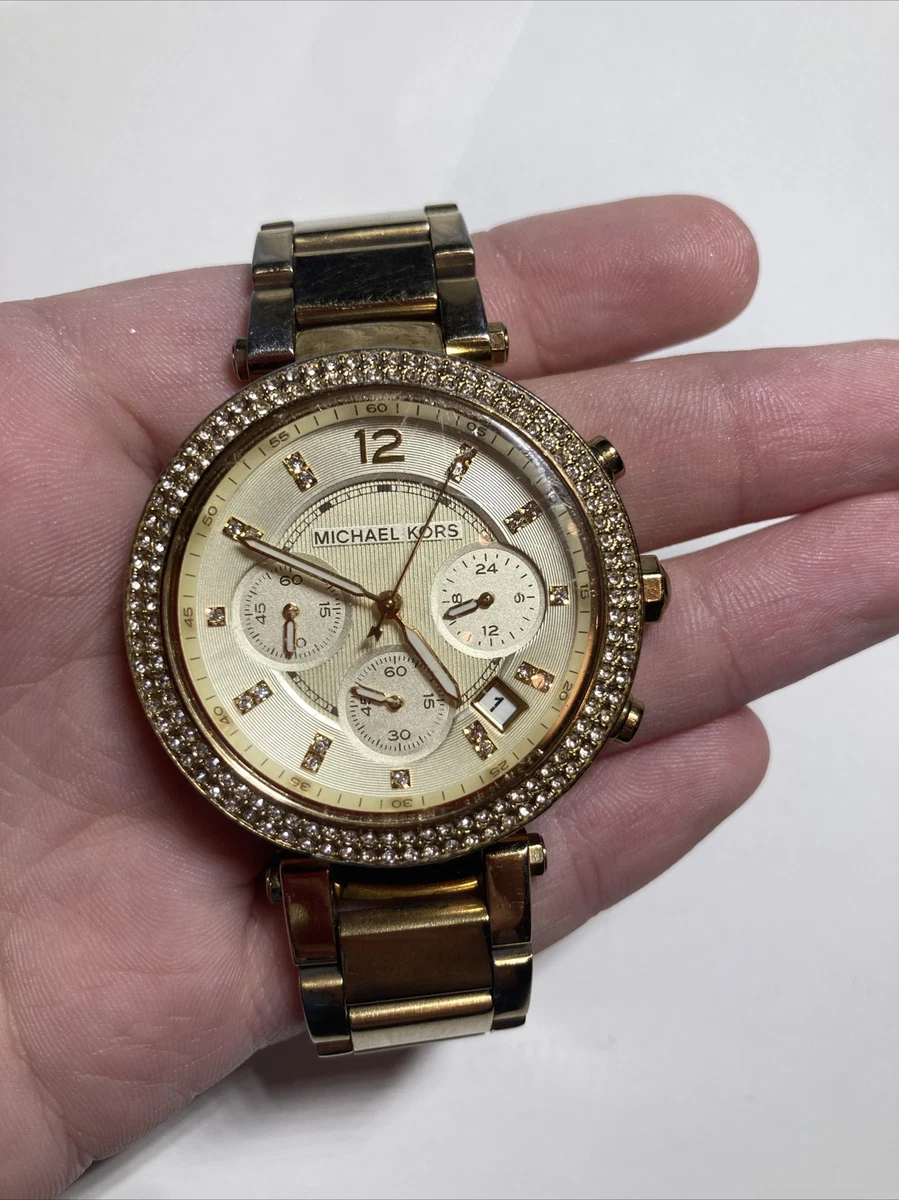 MICHAEL KORS Chronograph Calendar Diamond Dial Bezel Swiss Watch