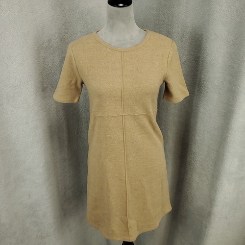 New Zara Dress Womens Small Tan Mini Shift Tunic