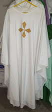 PRIEST CLERGY OFFICIANT VESTMENT CHASUBLE WHITE CUSTOM MADE L-XL