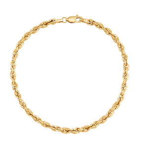Welry 4mm Glitter Rope Chain Bracelet in 14K Yellow Gold, 8.5
