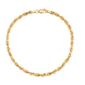 Welry 4mm Glitter Rope Chain Bracelet in 14K Yellow Gold, 8.5