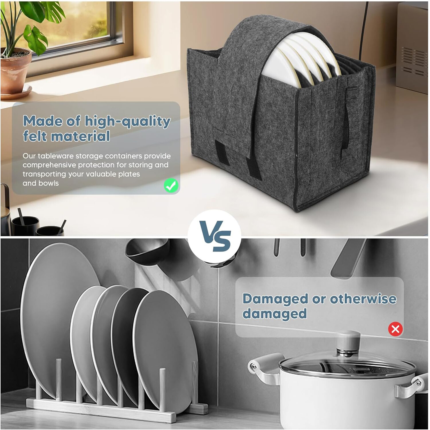 Wohnmobil Tellerhalter Grau - Filz Organizer Mit 8 Fächern Für Camping