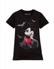 Disney Vampire Classic Mickey Mouse Bats Sparkle Halloween Tee Women s M