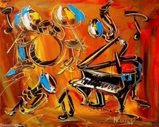 JAZZ MUSIC  by Mark Kazav  Abstract Modern CANVAS Original Oil Painting NRe34BT4